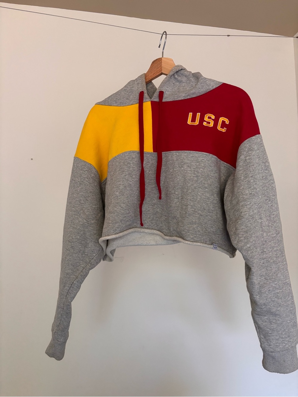 USC Colorblock Cropped Hoodie - Gray, Cardinal & Gold